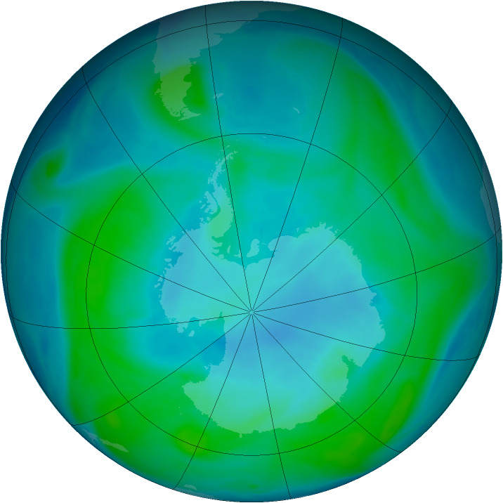 Antarctic ozone map for 19 January 2006